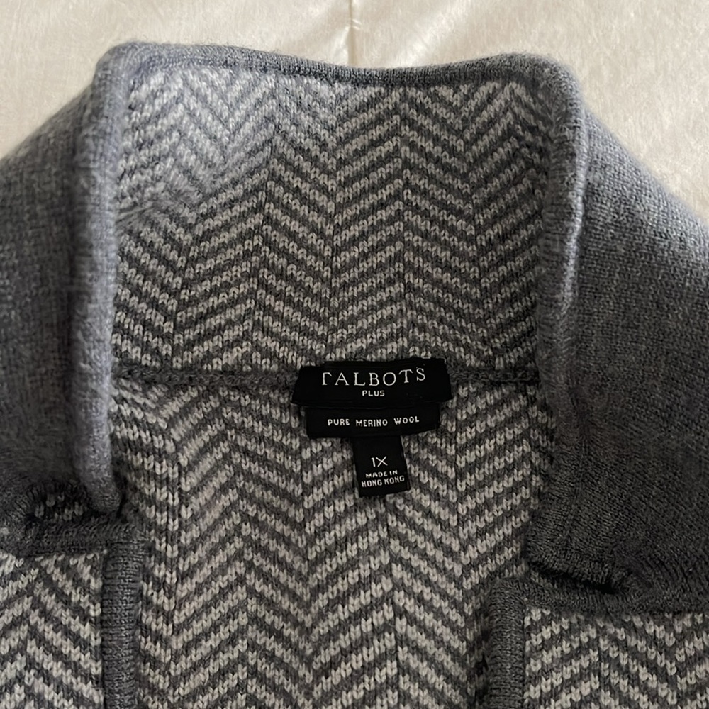 Talbots Plus Double Faced Gray Houndstooth Merino… - image 5
